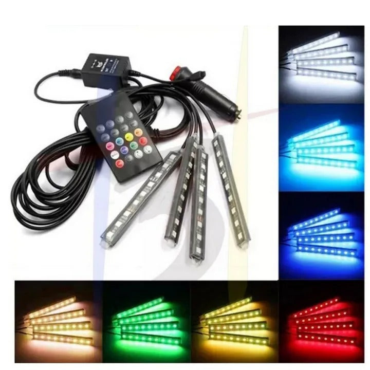 Car Interior Atmosphere Light Remote RGB Light with Music Sensor