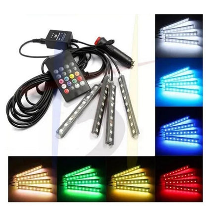 Car Interior Atmosphere Light Remote RGB Light with Music Sensor