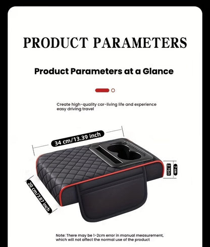 Car Armrest Cushion with Cup Holder with Tissue Box