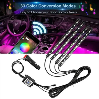 Car Interior Atmosphere Light Remote RGB Light with Music Sensor
